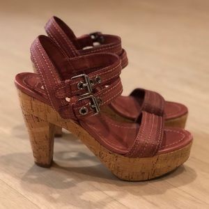 Miu Miu cork heeled pink sandal size 7